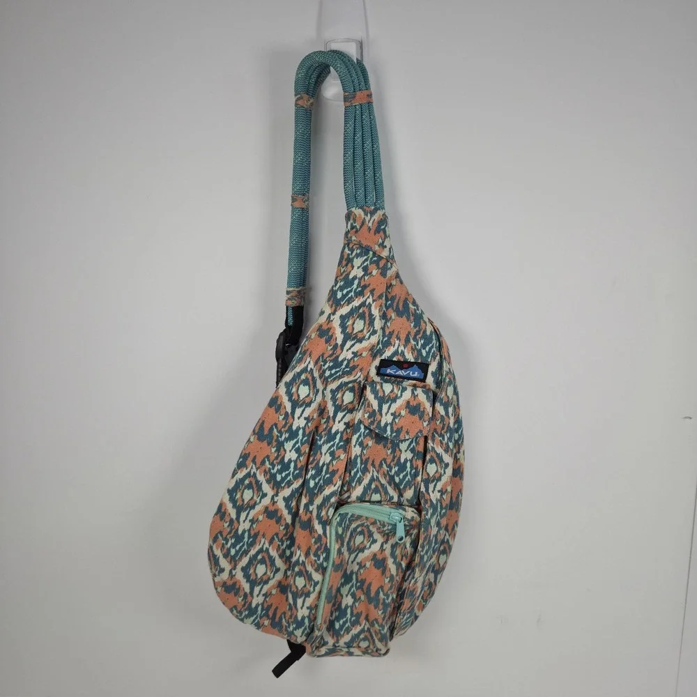 KAVU Rope Bag Sling Pack with Adjustable Rope Shoulder Strap - Beach Paint